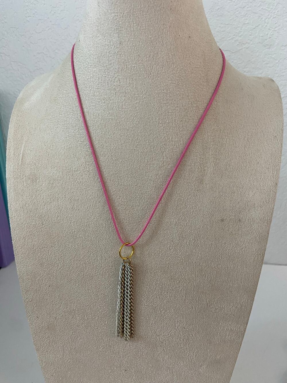 White Chain tassel necklace